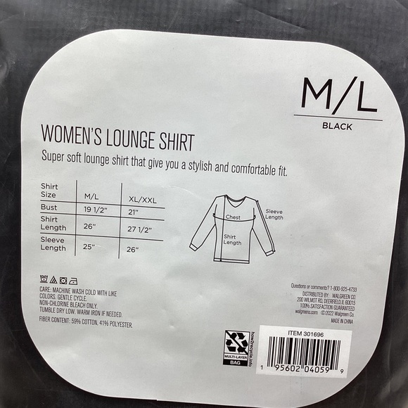West Loop Winter Fall Long Sleeve Lounge Shirt BLK Women’s Size M/L - Picture 6 of 6